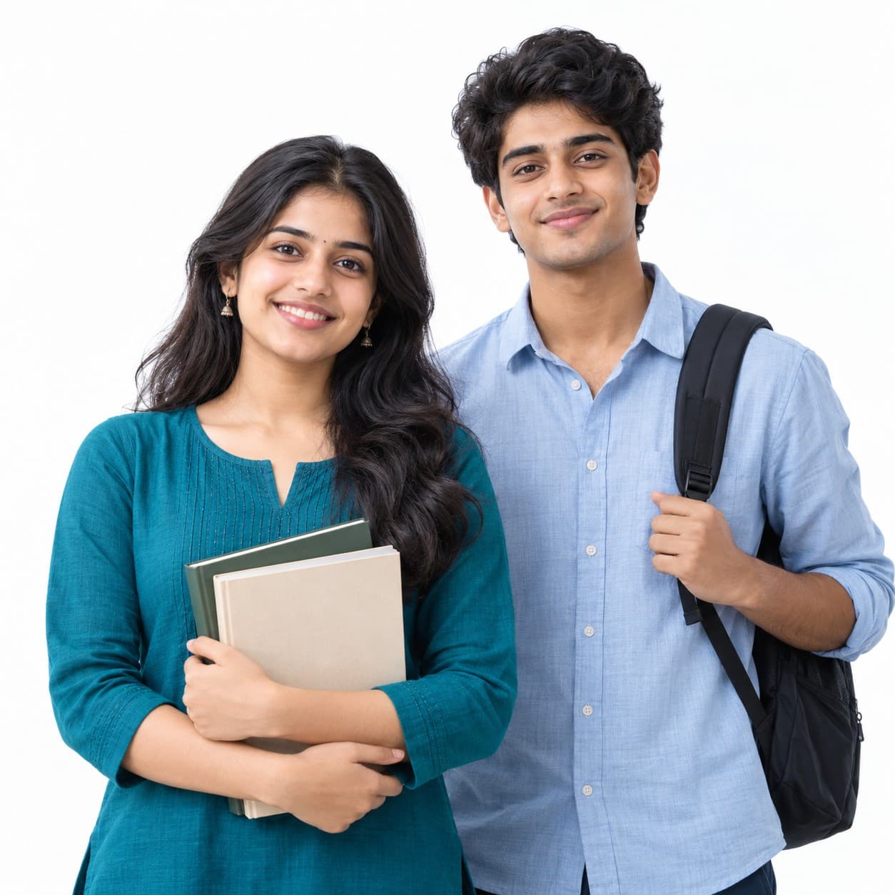 Illustrative AI-generated photograph of two fictional young adult students; not EDUFILL alumni
